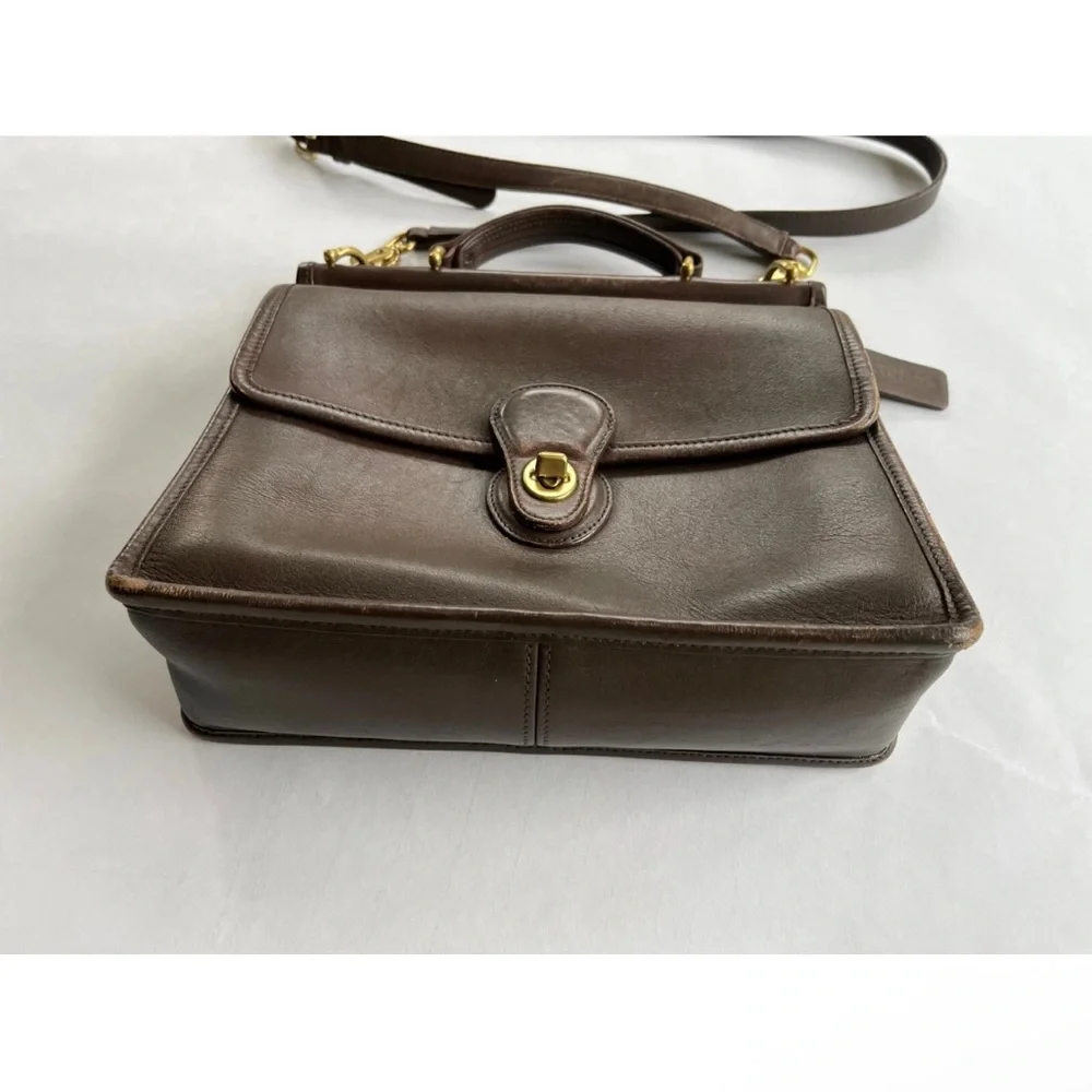 Vintage Coach Brown Leather Court Willis Bag No. F13-9927 Crossbody, Top Handle - Picture 9 of 9